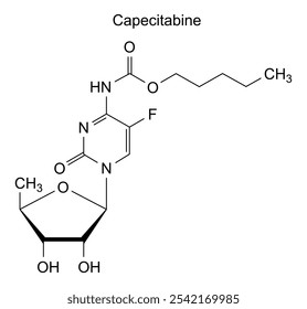 Estrutura química da capecitabina, substância medicamentosa