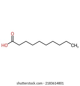 chemical structure of Capric acid (C10H20O2)