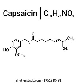 chemical structure of capsaicin (C18H27NO3)