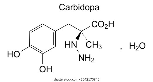 Estrutura química da carbidopa, substância medicamentosa