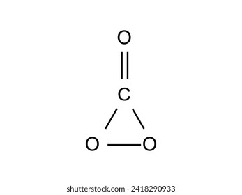 chemical structure of carbon trioxide, It consists of one carbon atom surrounded by three oxygen atoms, in a trigonal planar arrangement, with D3h molecular symmetry.vector illustration design symbol