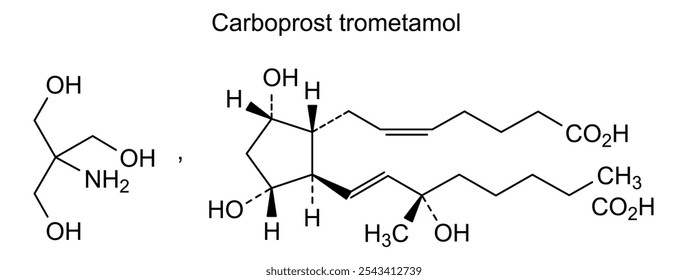 Estrutura química do carboprost trometamol, substância medicamentosa