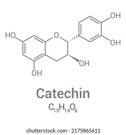 chemical structure of Catechin (C15H14O6)