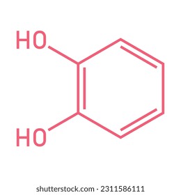 Chemical structure of Catechol (C6H6O2). Chemical resources for teachers and students. Vector illustration isolated on white background.