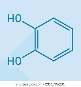 Chemical structure of Catechol (C6H6O2). Chemical resources for teachers and students. Vector illustration isolated on white background.