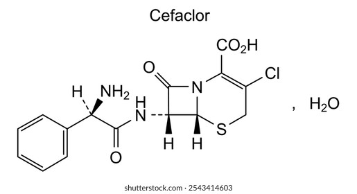 Estrutura química do cefaclor, substância medicamentosa