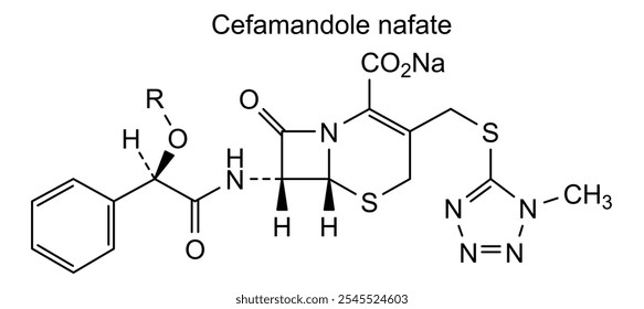 Estrutura química do nafato de cefamandole, substância medicamentosa