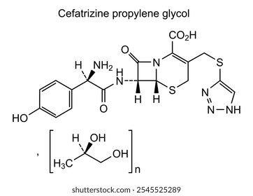 Estrutura química da cefatrizina propilenoglicol, substância medicamentosa