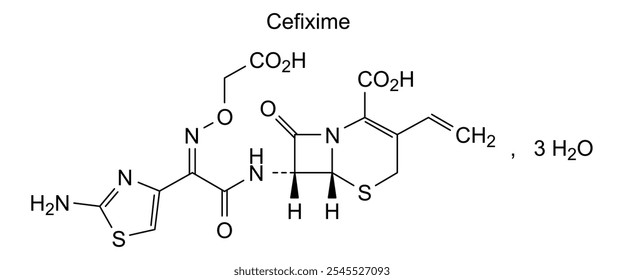 Estrutura química da cefixima, substância medicamentosa