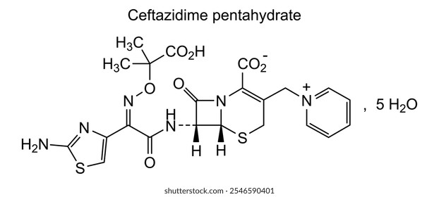 Estrutura química do ceftazidima penta-hidratado, substância medicamentosa