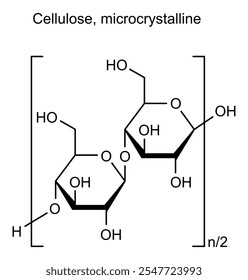 Estrutura química da celulose microcristalina, substância medicamentosa