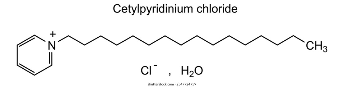 Estrutura química do cloreto de cetilpiridínio, substância medicamentosa