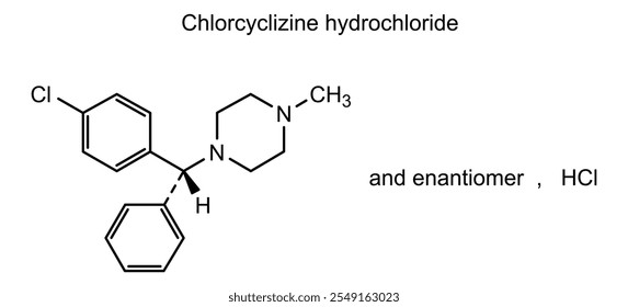 Estrutura química do cloridrato de clorciclizina, substância medicamentosa