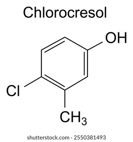 Estrutura química do clorocresol, substância medicamentosa