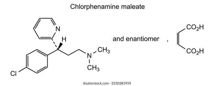 Estrutura química do maleato de clorfenamina, substância medicamentosa