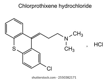 Estrutura química do cloridrato de clorprotixeno, substância medicamentosa