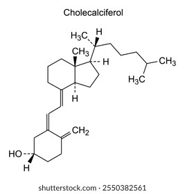 Estructura química del colecalciferol, sustancia de la droga