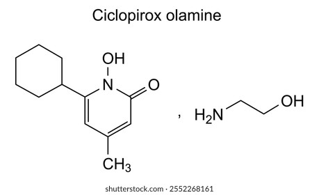 Estrutura química de ciclopirox olamina, substância medicamentosa