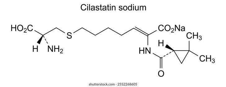 Estructura química de la cilastatina de sodio, sustancia de la droga