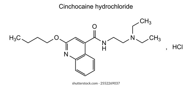 Estrutura química do cloridrato de cinchocaína, substância medicamentosa