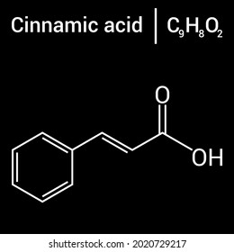 chemical structure of Cinnamic acid (C9H8O2)