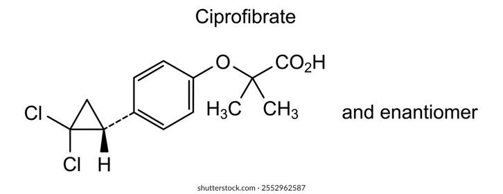 Estructura química del ciprofibrato, sustancia de la droga