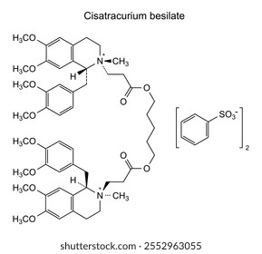 Estructura química del besilato de cisatracurio, sustancia farmacológica