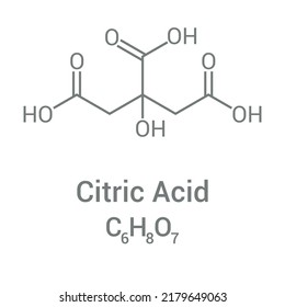 chemical structure of Citric acid (C6H8O7)