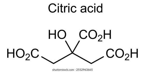 Estructura química del ácido cítrico, sustancia de la droga