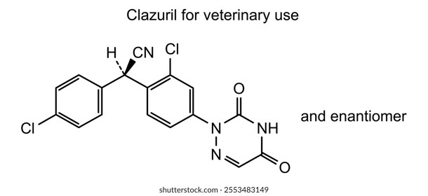 Chemical structure of clazuril for veterinary use, drug substance