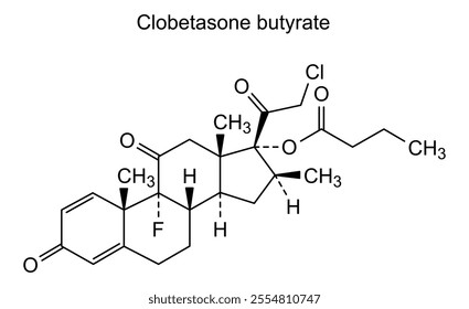 Chemical structure of clobetasone butyrate, drug substance