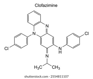 Chemical structure of clofazimine, drug substance