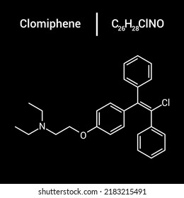 chemical structure of Clomifene or clomiphene (C26H28ClNO)