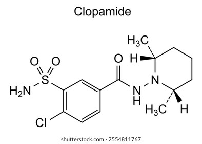 Chemical structure of clopamide, drug substance