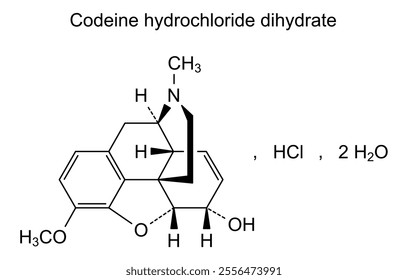 Chemical structure of codeine hydrochloride dihydrate, drug substance