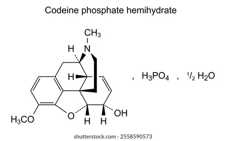 Chemical structure of codeine phosphate hemihydrate, drug substance