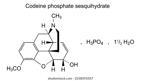 Chemical structure of codeine phosphate sesquihydrate, drug substance