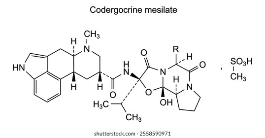 Chemical structure of codergocrine mesilate, drug substance