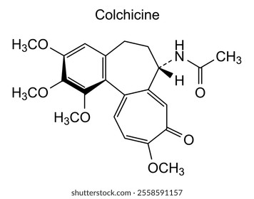 Chemical structure of colchicine, drug substance