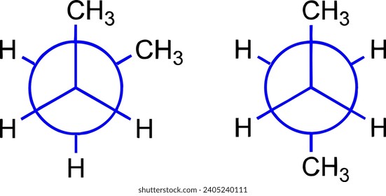 chemical structure of  Conformers et notamers .Vector illustration.