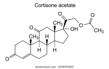 Chemical structure of cortisone acetate, drug substance