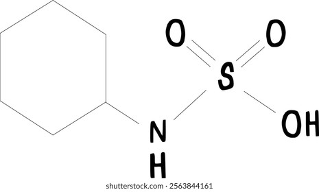 chemical structure of Cyclamate illustration on transparency background