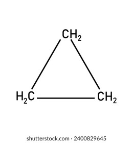 Chemical structure of Cyclopropane (C3H6). Chemical resources for teachers and students. Vector illustration.