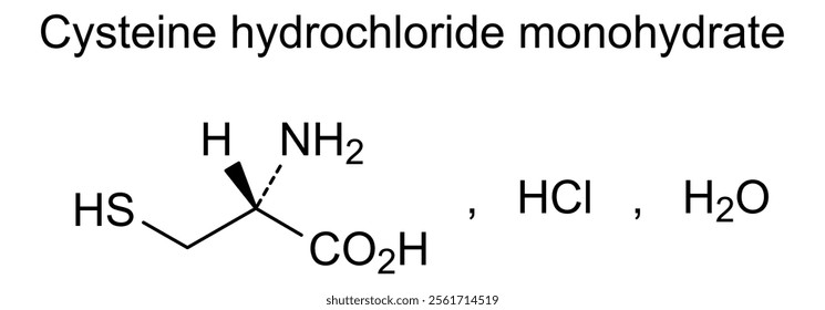 Chemical structure of cysteine hydrochloride monohydrate, drug substance