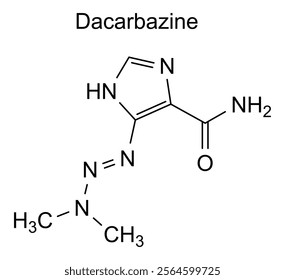 Chemical structure of dacarbazine, drug substance