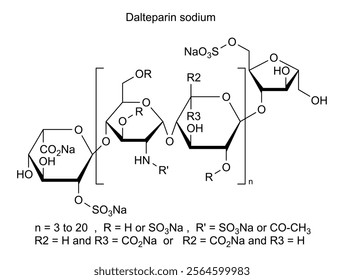 Chemical structure of dalteparin sodium, drug substance