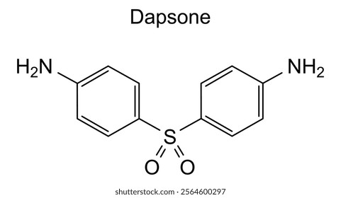 Chemical structure of dapsone, drug substance