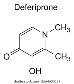 Chemical structure of deferiprone, drug substance