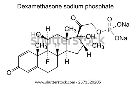 Chemical structure of dexamethasone sodium phosphate, drug substance