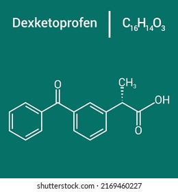 chemical structure of Dexketoprofen (C16H14O3)